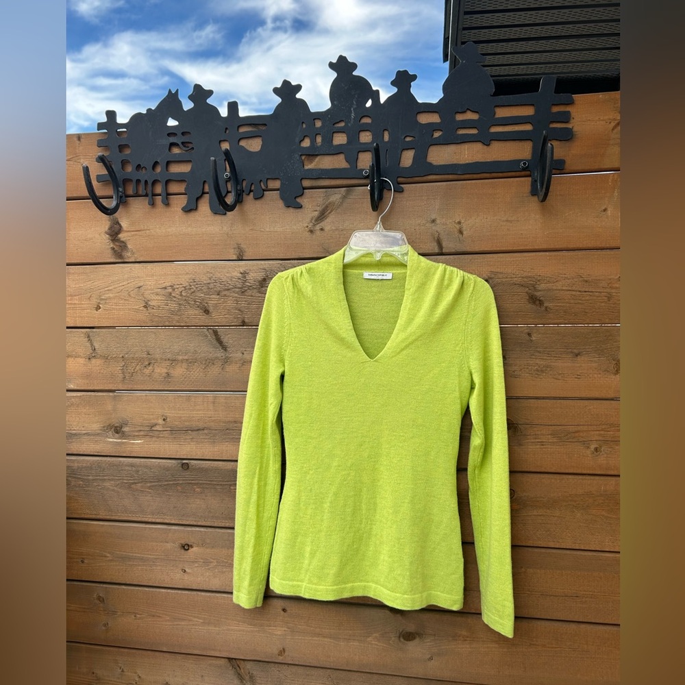 Banana Republic Lime Green V-Neck Long Sleeve Top Size S